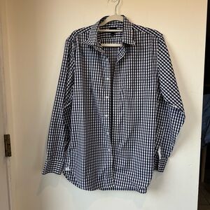 J. Crew Navy and White Gingham Button-Down Shirt